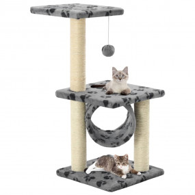 Cat Tree Grey with black paw prints Particle board Medi...