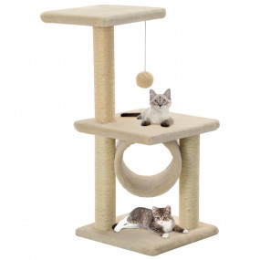 Cat Tree Beige Particle board, Soft plush, Sisal rope 2...