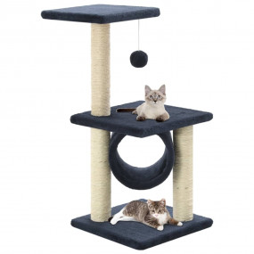 Cat Tree Dark Blue Particle board, plush, sisal 25.6 in...