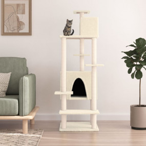 Cat Tree Cream Engineered wood, plush, sisal 60.6 in Ca...