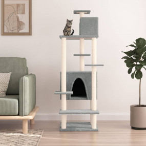 Cat Tree Light gray Engineered wood, Plush, Sisal 60.6 ...