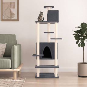 Cat Tree Dark grey Engineered wood, plush, sisal 60.6 i...