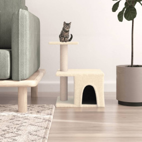 Cat Tree Cream Engineered wood, plush, sisal Compact Du...