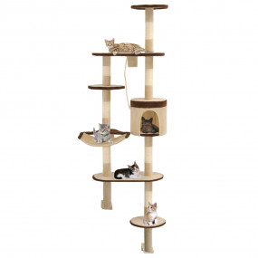 Cat Tree Beige and Brown Particle board, plush, sisal r...