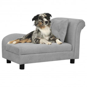 Dog Sofa Grey Plush (80% polyester, 20% cotton), solid ...