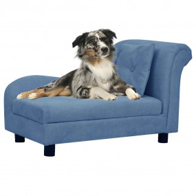 Dog Sofa Blue Plush (80% polyester, 20% cotton), solid ...