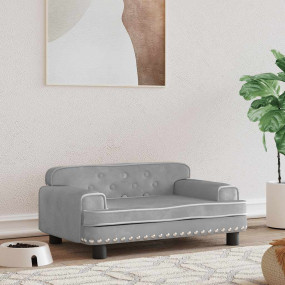Dog Bed Light Grey Velvet (100% polyester), solid pine ...