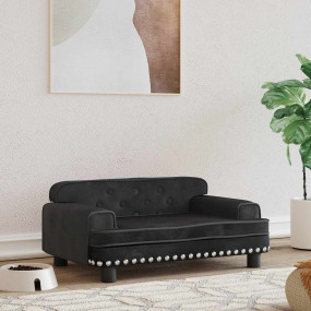Dog Bed Black Velvet 27.6 x 17.7 x 11.8 in Stylish Desi...