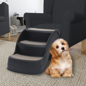 Dog Stair Black Polypropylene 3-step Foldable Dog Stair