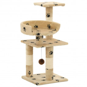 Cat Tree Beige with paw prints Particle board, soft plu...