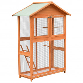 Bird Cage Brown and Green Pinewood, Polyester Large Bir...