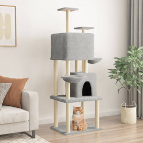 Cat Tree Light Grey Engineered wood, Plush, Sisal 70.9 ...