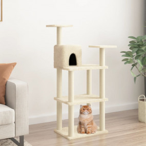 Cat Tree Cream Engineered wood, plush, sisal 46.7 in ta...