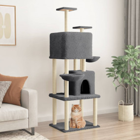 Cat Tree Dark grey Engineered wood, Plush, Sisal 70.9 i...
