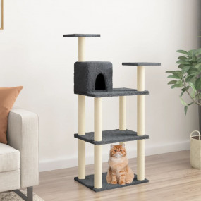 Cat Tree Dark Grey Engineered Wood, Plush, Sisal 46.7 i...