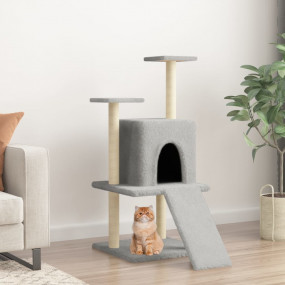 Cat Tree Light Grey Engineered Wood Medium Adjustable A...