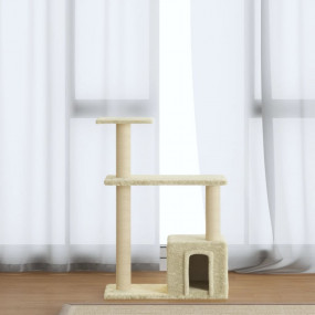 Cat Tree Cream Engineered wood, plush, sisal