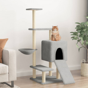 Cat Tree Light Grey Engineered Wood 51.4 in Modern Cat ...