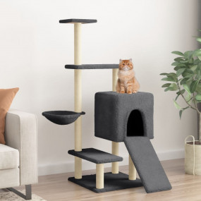 Cat Tree Dark grey Engineered wood, plush, sisal 51.4 i...