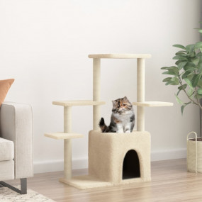 Cat Tree Cream Engineered wood, plush, sisal 38.4 in Mo...