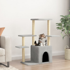 Cat Tree Light grey Engineered wood, plush, sisal 38.4 ...