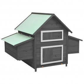 Chicken Coop Grey and White Solid Firwood 59.1x37.8x43....