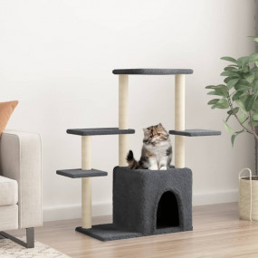 Cat Tree Dark Grey Engineered wood, plush, sisal 38.4 i...