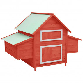 Chicken Coop Red and White Solid Firwood 59.1x37.8x43.3...