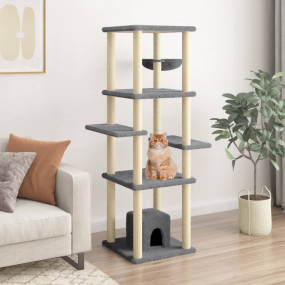 Cat Tree Dark Grey Engineered wood, Plush, Sisal 60.6 i...