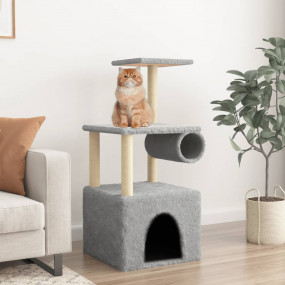 Cat Tree Light grey Engineered wood 43.1 in tall Modern