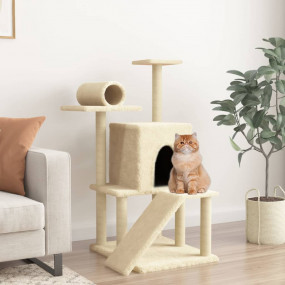 Cat Tree Cream Engineered wood, Plush, Sisal 43.5 in Du...