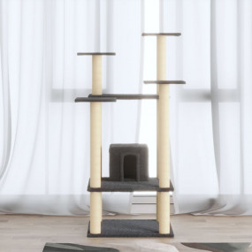 Cat Tree Dark Grey Engineered wood, plush, sisal Large ...