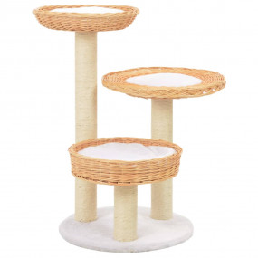 Cat Tree Natural Willow, Soft Plush, Sisal Rope Medium