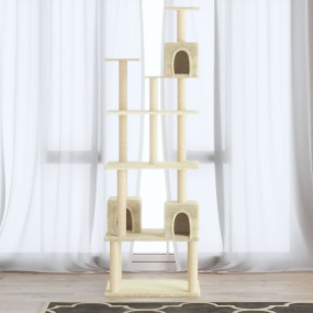 Cat Tree Cream Engineered wood, plush, sisal 74.0 in ta...