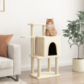 Cat Tree Cream Engineered wood, plush, sisal 38.2 in ta...