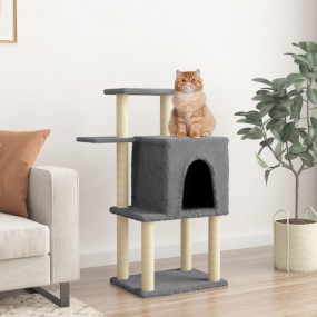 Cat Tree Dark Grey Engineered Wood, Plush, Sisal 38.2 i...