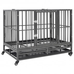Dog Cage Black and Silver Steel with silver spray paint...