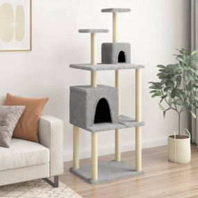 Cat Tree Light grey Engineered wood, plush, sisal 65.7 ...