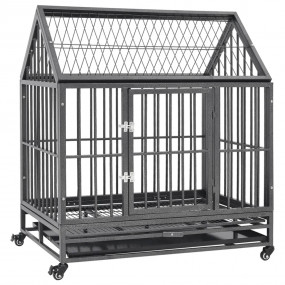 Dog Cage Black and silver Steel 36.2 x 24.4 x 41.7 in
