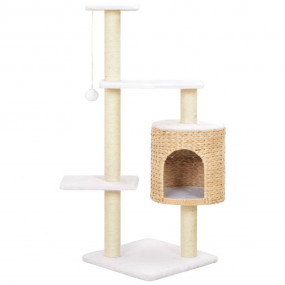 Cat Tree Natural, White Seagrass, Soft Plush, Sisal Rop...