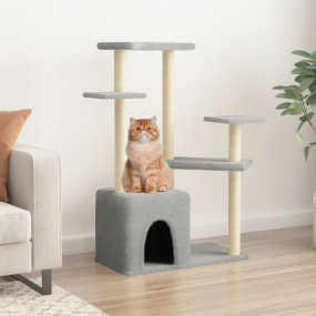 Cat Tree Light Grey Engineered Wood, Plush, Sisal 42.3 ...