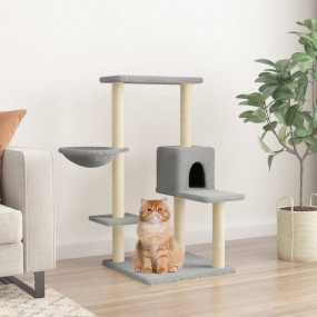 Cat Tree Light grey Engineered wood, plush, sisal 37.4 ...