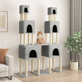 Cat Tree Light Gray Engineered wood, plush, sisal 78.3 ...