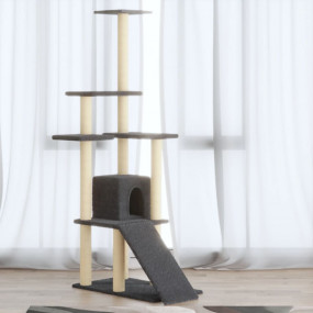 Cat Tree Dark grey Engineered wood, plush, sisal 61.0 i...