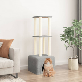 Cat Tree Light grey Engineered wood, plush, sisal 52.6 ...