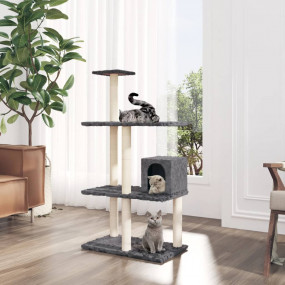 Cat Tree Dark Grey Engineered wood, plush, sisal 3 ft 1...