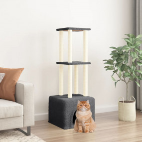 Cat Tree Dark grey Engineered wood, Plush, Sisal Large ...