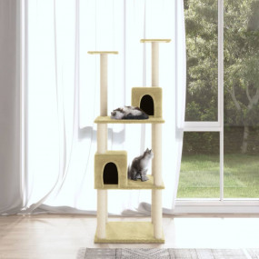 Cat Tree Cream Engineered wood, plush, sisal 55.5 in ta...