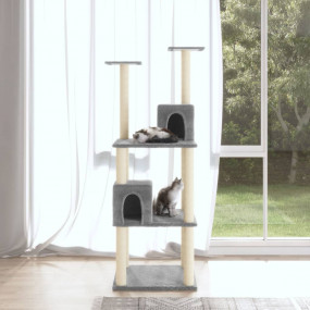 Cat Tree Light gray Engineered wood, plush, sisal 55.5 ...