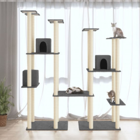 Cat Tree Dark grey Engineered wood, plush, sisal Large ...